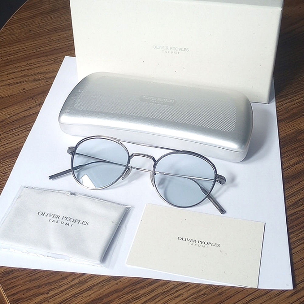 Oliver Peoples Takumi TK-2 Titanium Sunglasses Eyeglasses Pewter/Blue OV1275T